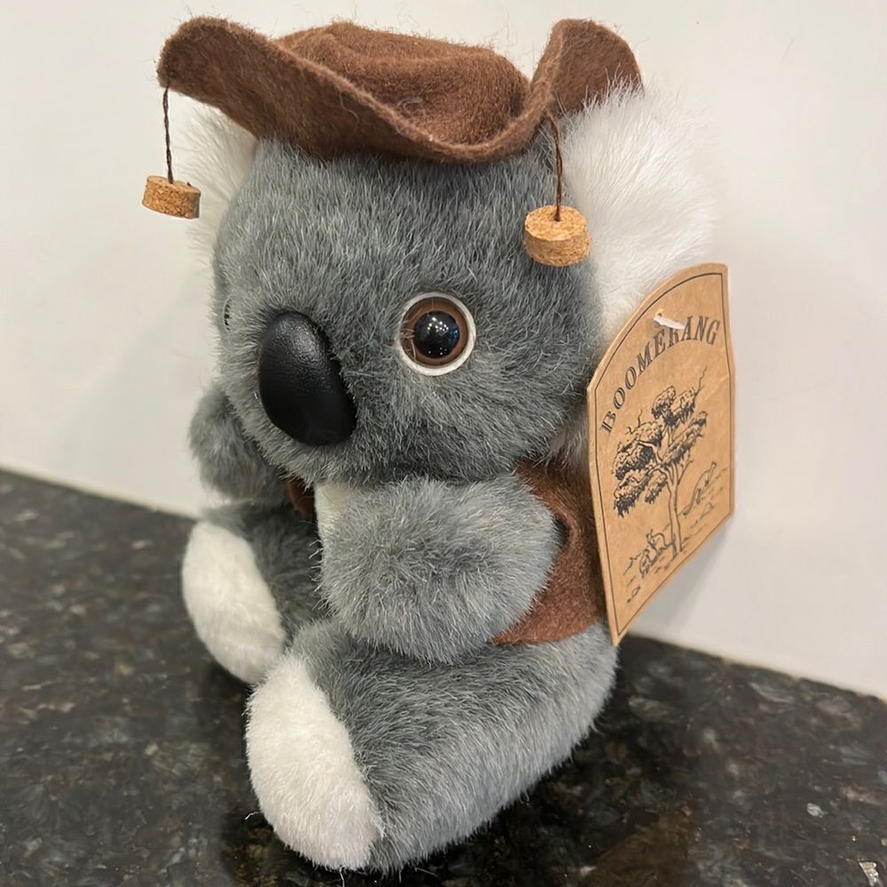 Plush Stuffed 6 “ Toy Koala Bear Outfit  Hat Vest Australia Sydney -Boomerang